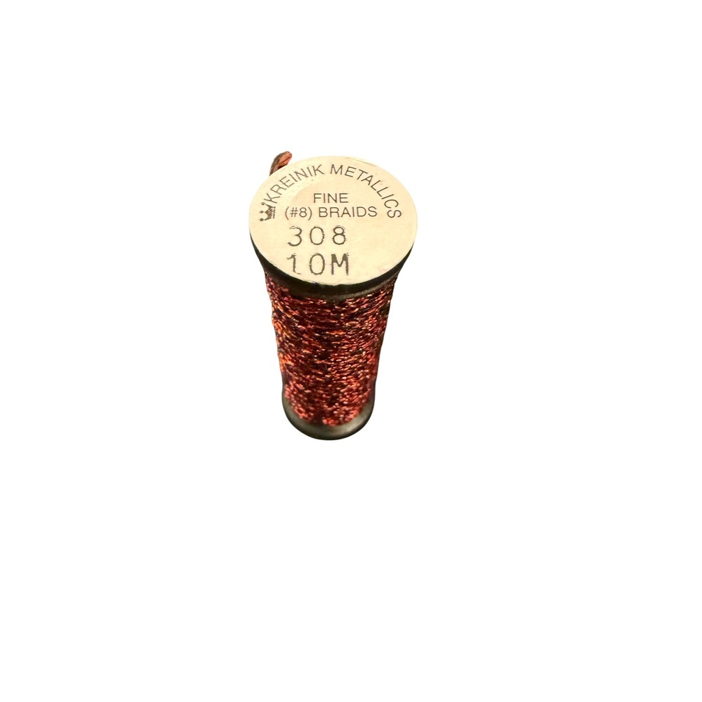 Kreinik Metallic Fine #8 Braid 10M Colonial Red 308 Embroidery Thread